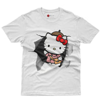 Hello kitty tee shirt - Cute funny graphic tees - Unisex novelty cotton t shirt White