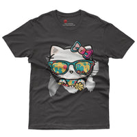 Hello kitty tee shirt - Cute funny graphic tees - Unisex novelty cotton t shirt Black