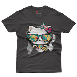 Hello kitty tee shirt - Cute funny graphic tees - Unisex novelty cotton t shirt Black