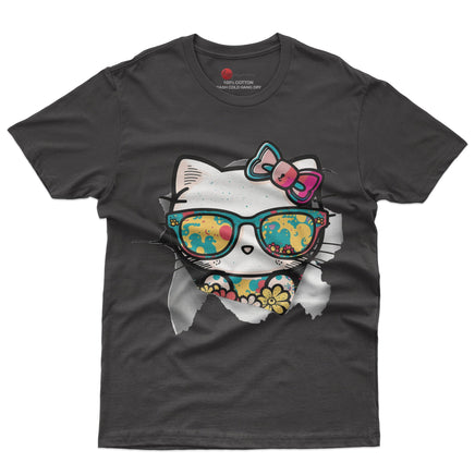 Hello kitty tee shirt - Cute funny graphic tees - Unisex novelty cotton t shirt Black