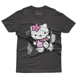 Hello kitty tee shirt - Cute funny graphic tees - Unisex novelty cotton t shirt Black