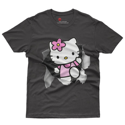 Hello kitty tee shirt - Cute funny graphic tees - Unisex novelty cotton t shirt Black