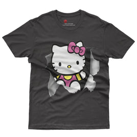 Hello kitty tee shirt - Cute funny graphic tees - Unisex novelty cotton t shirt Black