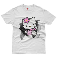 Hello kitty tee shirt - Cute funny graphic tees - Unisex novelty cotton t shirt White
