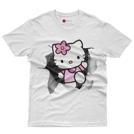 Hello kitty tee shirt - Cute funny graphic tees - Unisex novelty cotton t shirt White