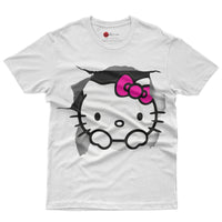 Hello kitty tee shirt - Cute funny graphic tees - Unisex novelty cotton t shirt White