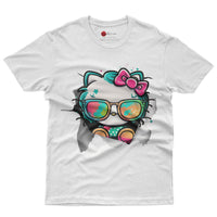 Hello kitty tee shirt - Cute funny graphic tees - Unisex novelty cotton t shirt White