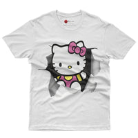 Hello kitty tee shirt - Cute funny graphic tees - Unisex novelty cotton t shirt White