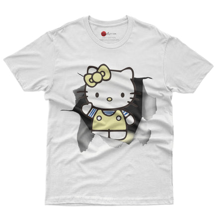 Hello kitty tee shirt - Cute funny graphic tees - Unisex novelty cotton t shirt White