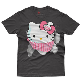 Hello kitty tee shirt - Cute funny graphic tees - Unisex novelty cotton t shirt Black