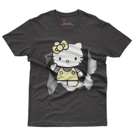 Hello kitty tee shirt - Cute funny graphic tees - Unisex novelty cotton t shirt Black