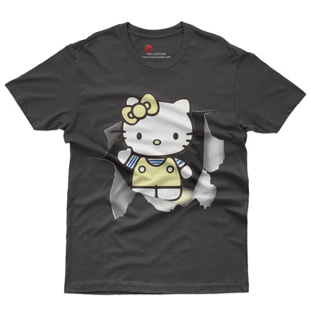 Hello kitty tee shirt - Cute funny graphic tees - Unisex novelty cotton t shirt Black