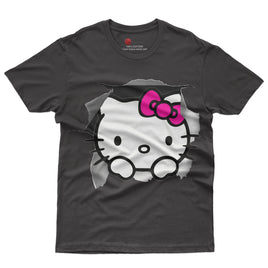 Hello kitty tee shirt - Cute funny graphic tees - Unisex novelty cotton t shirt Black