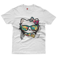 Hello kitty tee shirt - Cute funny graphic tees - Unisex novelty cotton t shirt White