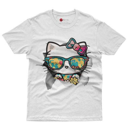 Hello kitty tee shirt - Cute funny graphic tees - Unisex novelty cotton t shirt White