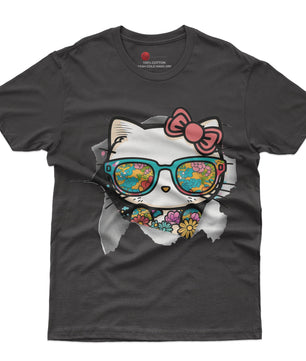 Hello kitty tee shirt - Cute funny graphic tees - Unisex novelty cotton t shirt - Lusy Store LLC