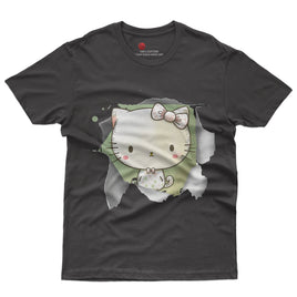 Hello kitty tee shirt - Cute funny graphic tees - Unisex novelty cotton t shirt Black