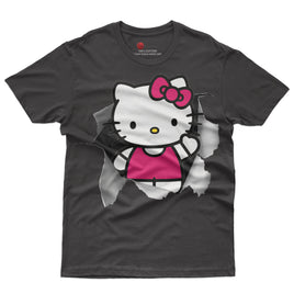 Hello kitty tee shirt - Cute funny graphic tees - Unisex novelty cotton t shirt Black