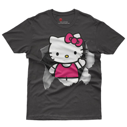 Hello kitty tee shirt - Cute funny graphic tees - Unisex novelty cotton t shirt Black