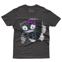 Hello kitty tee shirt - Cute funny graphic tees - Unisex novelty cotton t shirt Black
