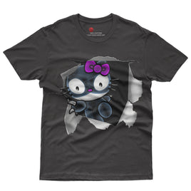 Hello kitty tee shirt - Cute funny graphic tees - Unisex novelty cotton t shirt Black