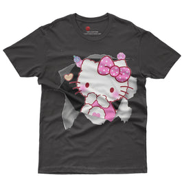 Hello kitty tee shirt - Cute funny graphic tees - Unisex novelty cotton t shirt Black