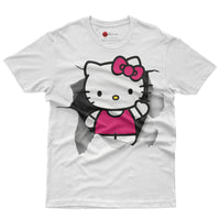 Hello kitty tee shirt - Cute funny graphic tees - Unisex novelty cotton t shirt White