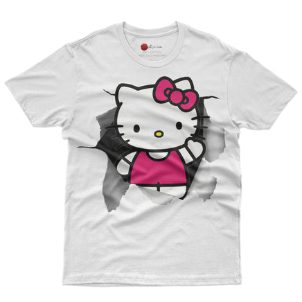 Hello kitty tee shirt - Cute funny graphic tees - Unisex novelty cotton t shirt White