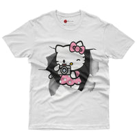 Hello kitty tee shirt - Cute funny graphic tees - Unisex novelty cotton t shirt White