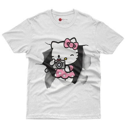 Hello kitty tee shirt - Cute funny graphic tees - Unisex novelty cotton t shirt White