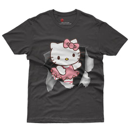 Hello kitty tee shirt - Cute funny graphic tees - Unisex novelty cotton t shirt Black