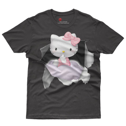 Hello kitty tee shirt - Cute funny graphic tees - Unisex novelty cotton t shirt Black