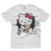 Hello kitty tee shirt - Cute funny graphic tees - Unisex novelty cotton t shirt White