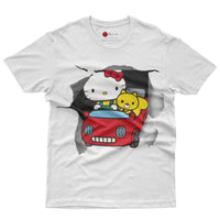 Hello kitty tee shirt - Cute funny graphic tees - Unisex novelty cotton t shirt White