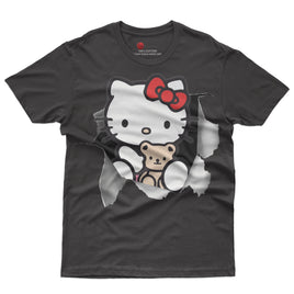 Hello kitty tee shirt - Cute funny graphic tees - Unisex novelty cotton t shirt Black