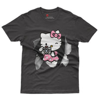 Hello kitty tee shirt - Cute funny graphic tees - Unisex novelty cotton t shirt Black