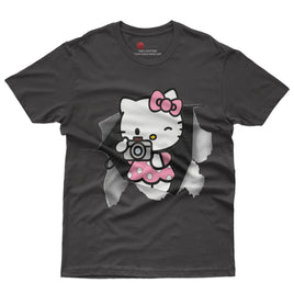 Hello kitty tee shirt - Cute funny graphic tees - Unisex novelty cotton t shirt Black