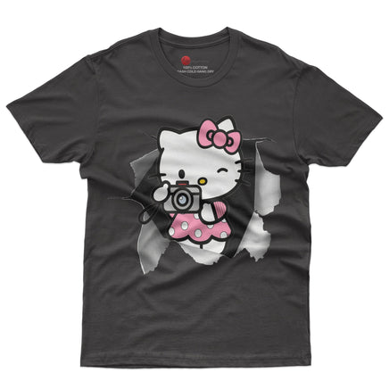 Hello kitty tee shirt - Cute funny graphic tees - Unisex novelty cotton t shirt Black