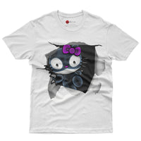 Hello kitty tee shirt - Cute funny graphic tees - Unisex novelty cotton t shirt White