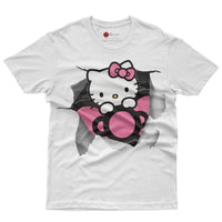 Hello kitty tee shirt - Cute funny graphic tees - Unisex novelty cotton t shirt White