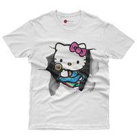 Hello kitty tee shirt - Cute funny graphic tees - Unisex novelty cotton t shirt White