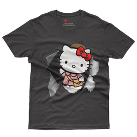 Hello kitty tee shirt - Cute funny graphic tees - Unisex novelty cotton t shirt Black