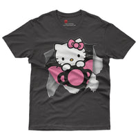 Hello kitty tee shirt - Cute funny graphic tees - Unisex novelty cotton t shirt Black