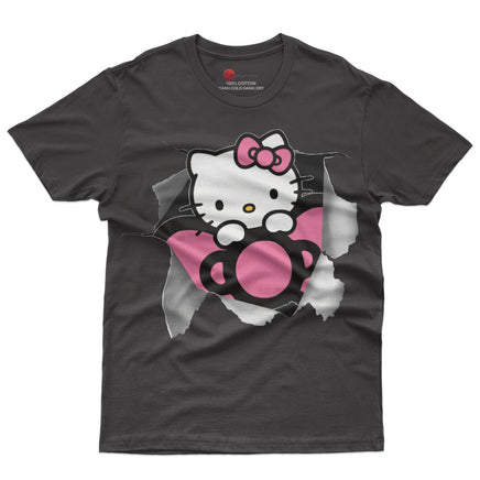 Hello kitty tee shirt - Cute funny graphic tees - Unisex novelty cotton t shirt Black