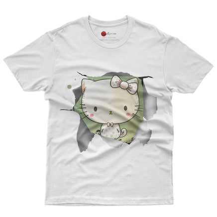 Hello kitty tee shirt - Cute funny graphic tees - Unisex novelty cotton t shirt White