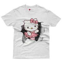 Hello kitty tee shirt - Cute funny graphic tees - Unisex novelty cotton t shirt White