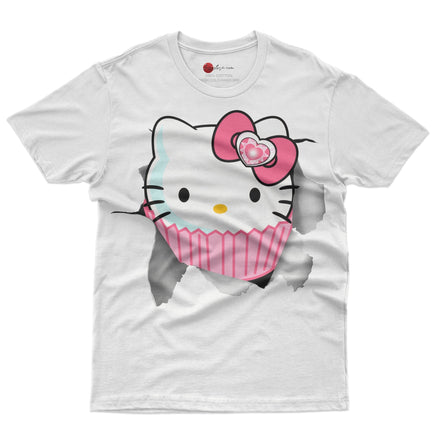 Hello kitty tee shirt - Cute funny graphic tees - Unisex novelty cotton t shirt White