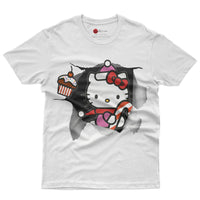 Hello kitty tee shirt - Cute funny graphic tees - Unisex novelty cotton t shirt White