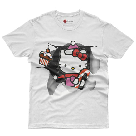 Hello kitty tee shirt - Cute funny graphic tees - Unisex novelty cotton t shirt White