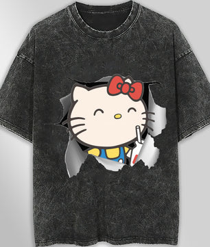 Hello kitty tee shirt - Cute funny graphic tees - Unisex wide sleeve styl - Lusy Store LLC
